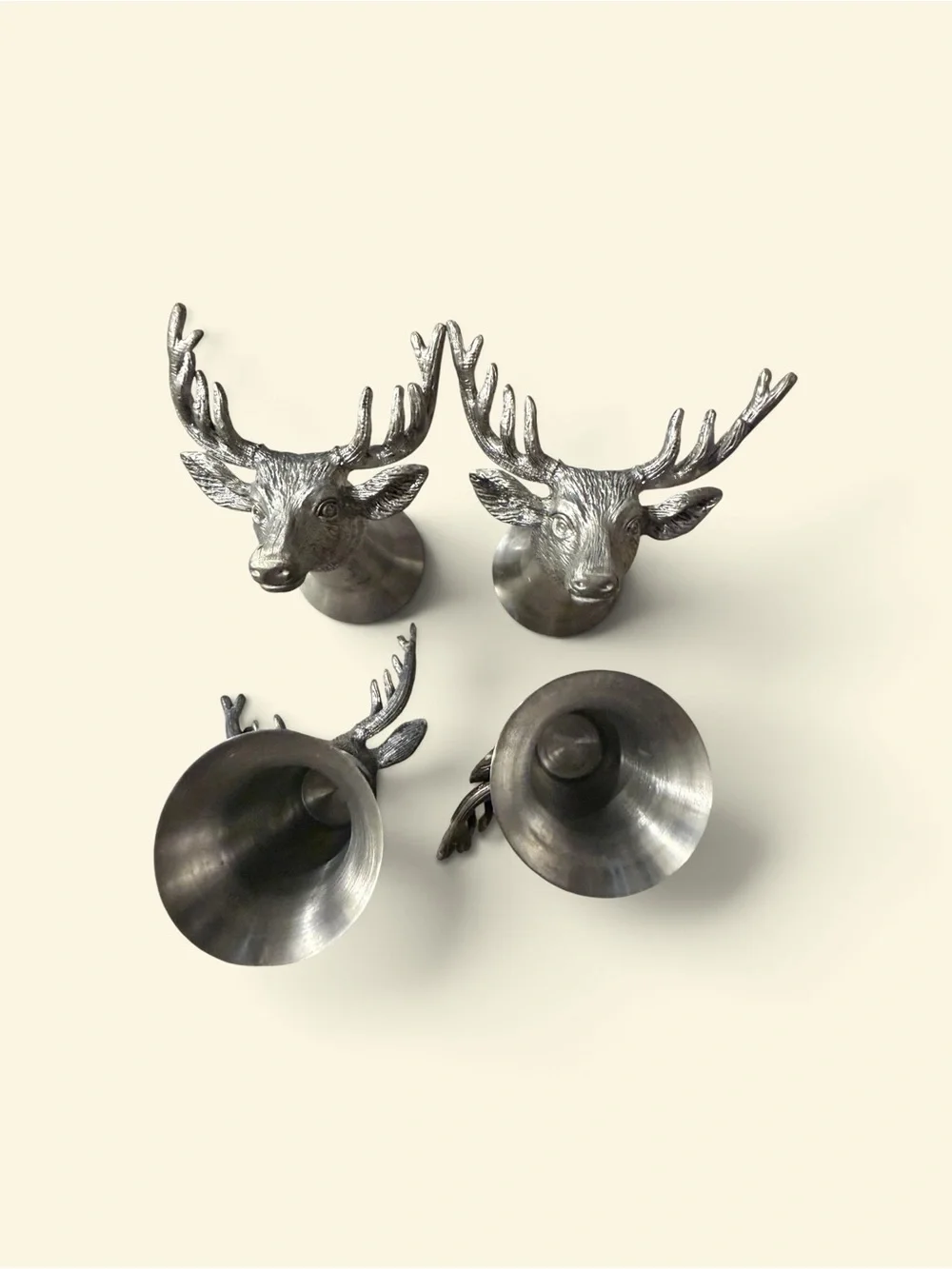 Set of 4 Jäegermeister Pewter Stag Head Shot Glasses